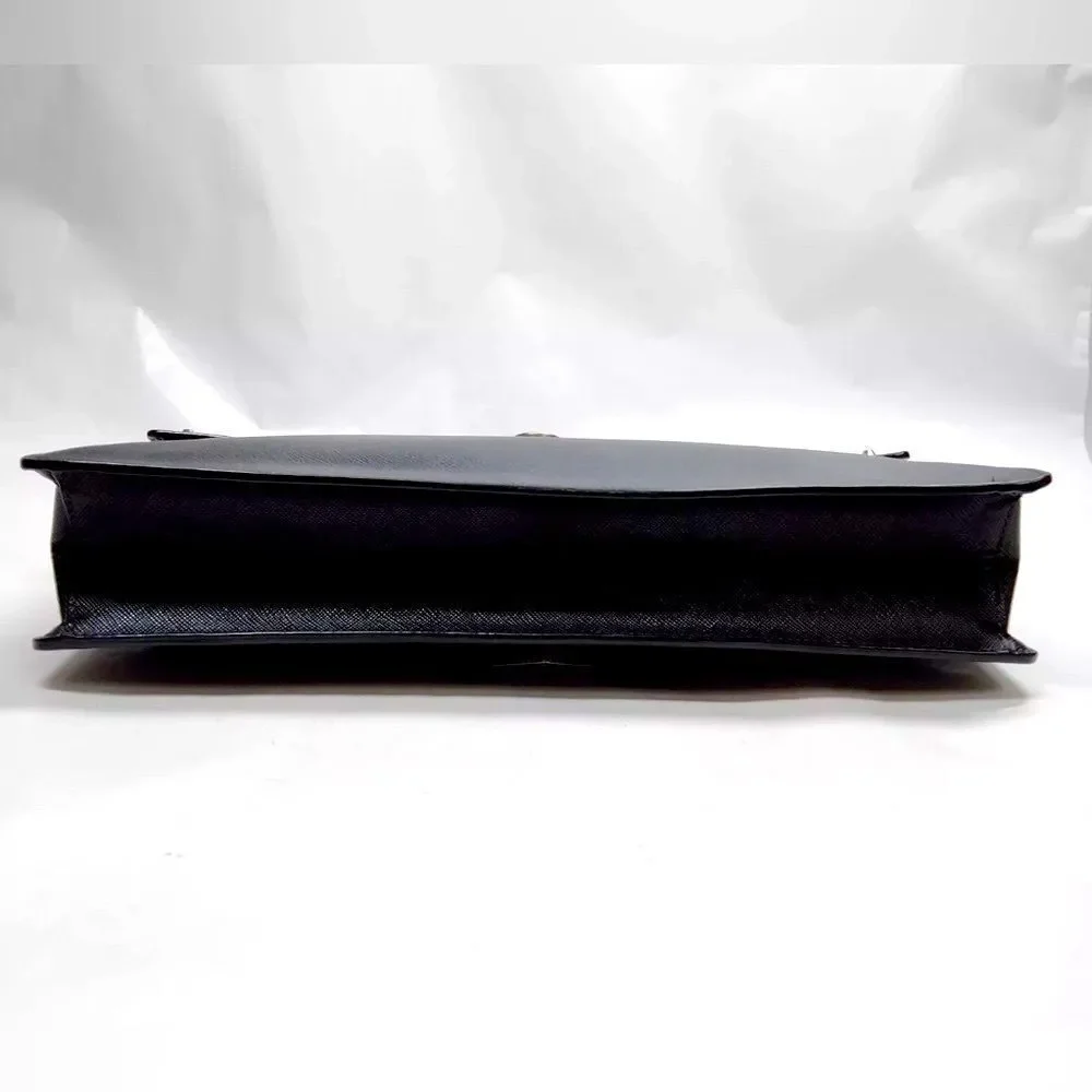 Auth Prada Black Leather Studded Clutch